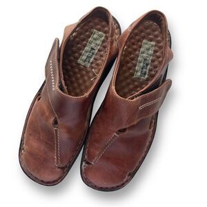 Josef Seibel Women's Square Toe Hook and Loop Slingback Sandals Brown Size 39‎